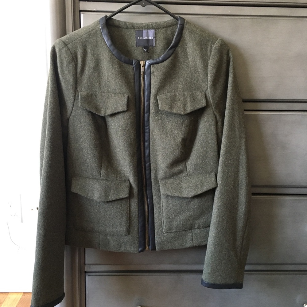 Wool and faux leather zip-up jacket, the Limited
